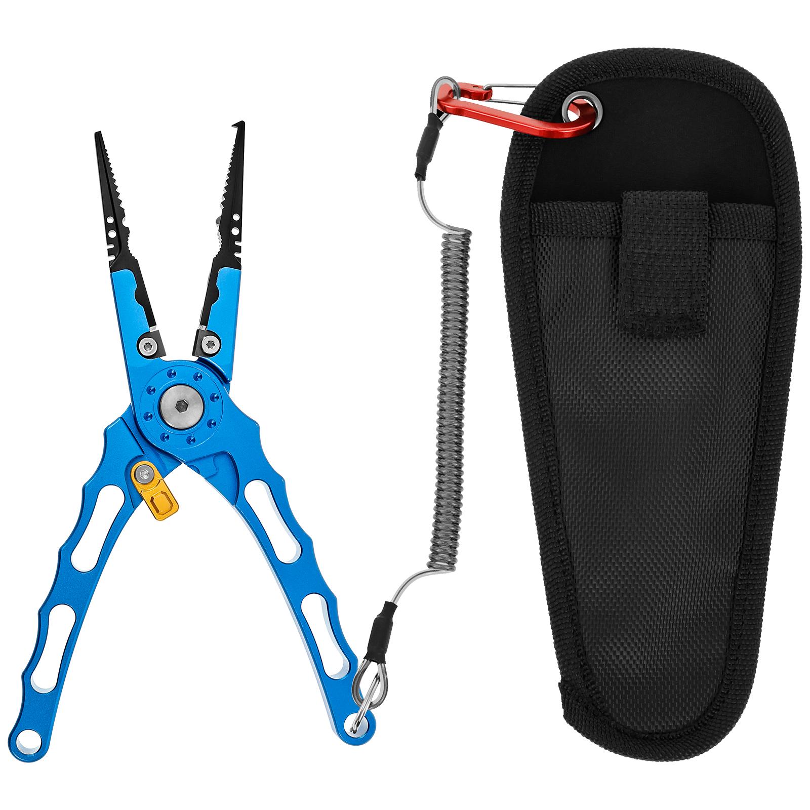 

Fishing Pliers Multi Functional Split Ring Pliers with Safety Lock Saltwater Resistant Hook Remover Cutter Fishing Gear синій