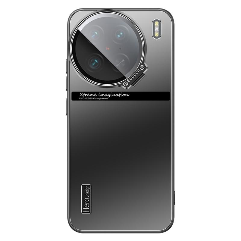 

Для vivo X90 Pro 5G Чехол Тонкий TPU+PC Чехол с Линзой Подставка Black