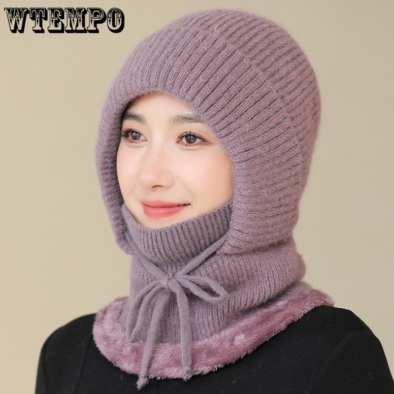 

Middle Aged and Elderly Knitted Hats Neck Protection Warm Hats Knitted Hats for Outdoor Cycling чорний