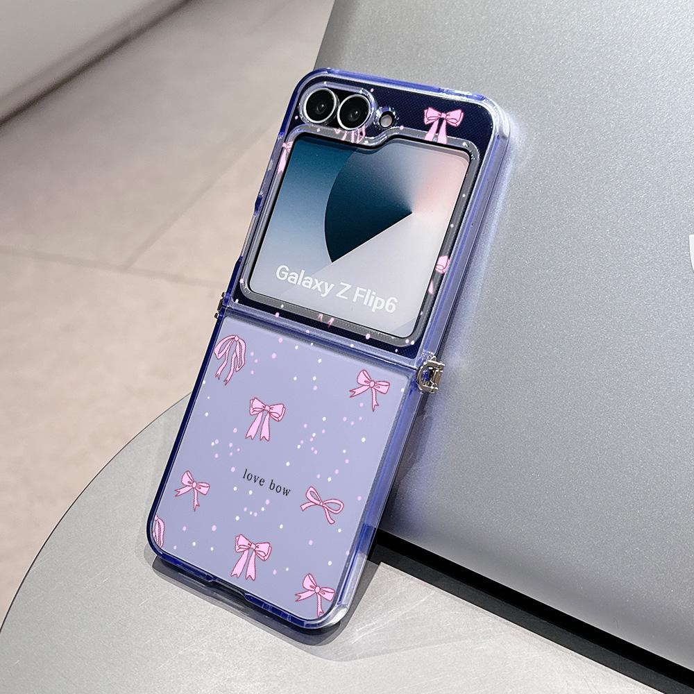 

Colorful Bow Print Metal Connector Phone Case for Samsung Galaxy Z Flip3 Flip4 Flip5 Flip6 Flip7 Candy Color Soft TPU Cover Samsung Z Flip4 5G