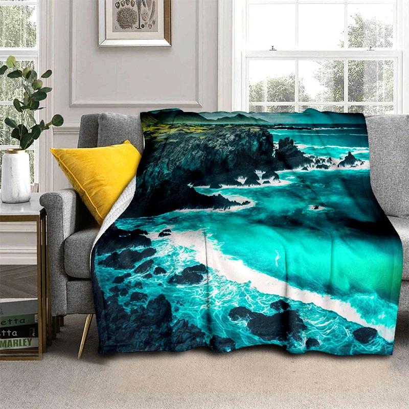 29 Style New Sea Water Beach Reef Nature Scenery 3D Blanket,Soft Throw Blanket for Home Bedroom Bed Sofa Travel Picnic Cover Kid