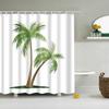 Tropical Green Plant Palm Leaves Bathroom Accessories Set Shower Curtain Bathroom Curtains Waterproof Polyester with Hooks