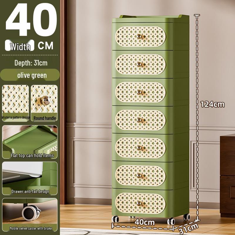 Nordic Style Movable Storage Cabinet with Drawers for Living Room or Bedroom
