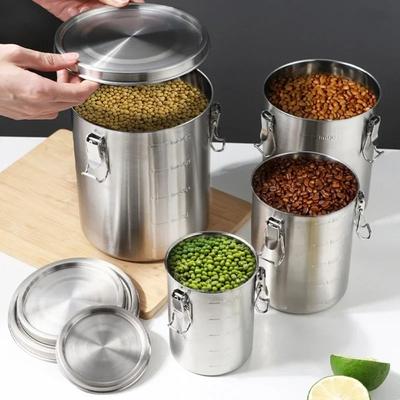 Serbatoio di Stoccaggio in Acciaio Inossidabile da 520/1000/1600/2500ml con Bilancia Secchio Ermetico per Cereali Cereali
