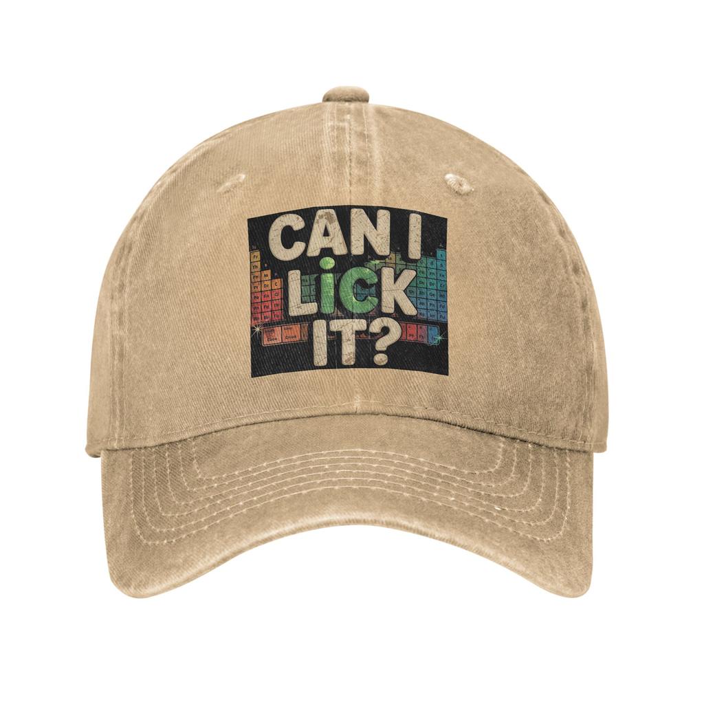 Can I Lick It Periodic Table Washed Denim Cap Casual Baseball Caps Adjustable Hat Summer Unisex Baseball Hats