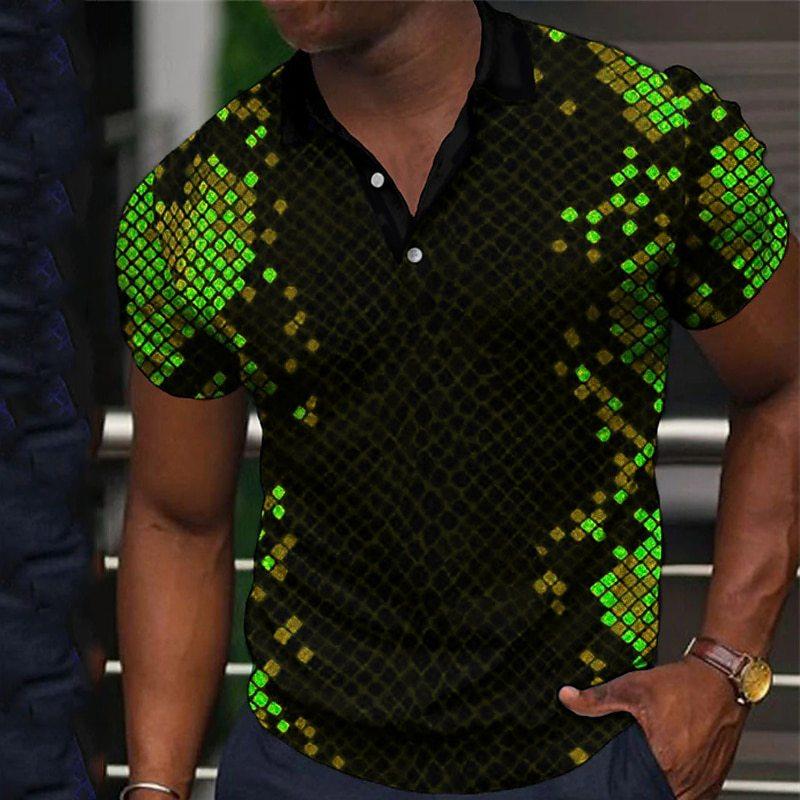 Men Polo Shirt Short Sleeve Dot Printing 3d Print Tops Fashion Polyester Breathable Comfortable Polos Shirts