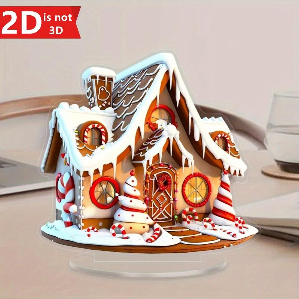 

2D Merry Christmas Gingerbread House. Perfect desktop decor for home & office. Ideal festive gift. чистый