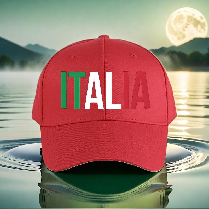 Italia Graphic Baseball Cap Unisex Black Peaked Hat with Italian Flag Design Perfect Travel Street Fashion Sports Outdoor Fun