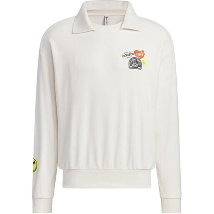 Adidas Neo Casual Long Sleeve Solid Color Logo Sweatshirt Men Tops White IK6013