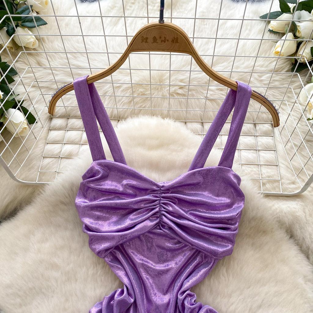 Sommer Dame V-hals Spaghettistropp Mini Kort Sexy Klubbfest Slim Bodycon Futteralkjoler