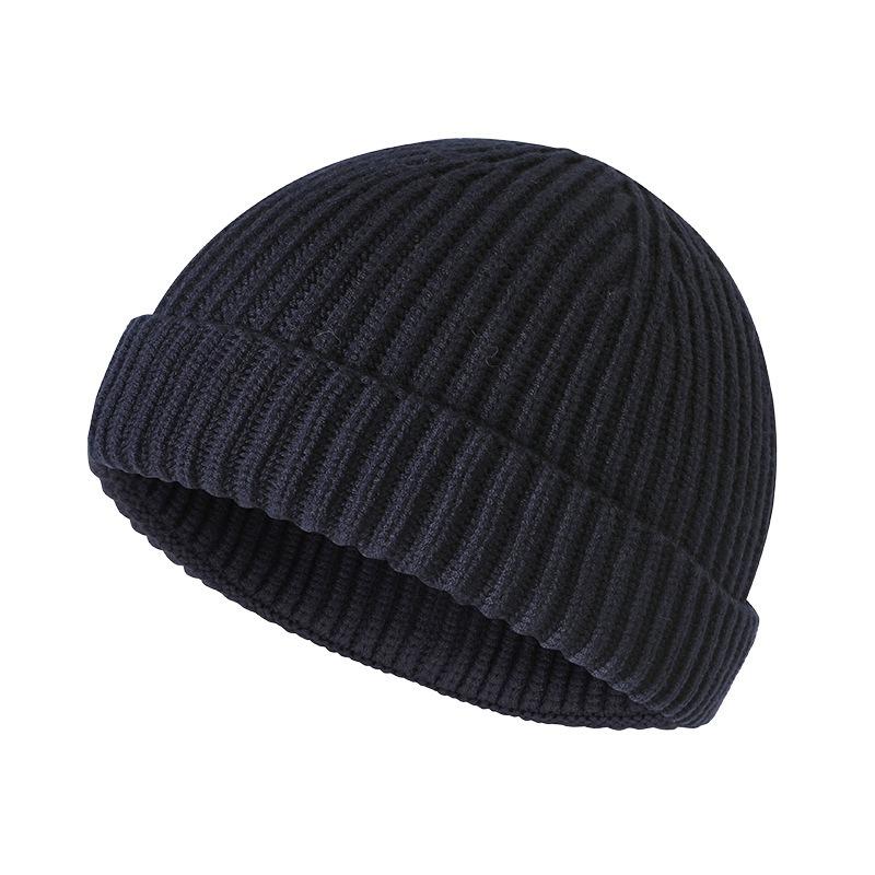 Solid Color Brimless Knitted Hat Autumn and Winter Hat Men's Versatile Personality Niche Yuppie Shopping Hip Hop Landlord Hat