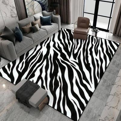 Moderner Teppich mit Zebra-Tiermuster Schwarz Weiß gestreifter Teppich Minimalistisch Rutschfest Große Fläche Heimdekoration für Wohnzimmer