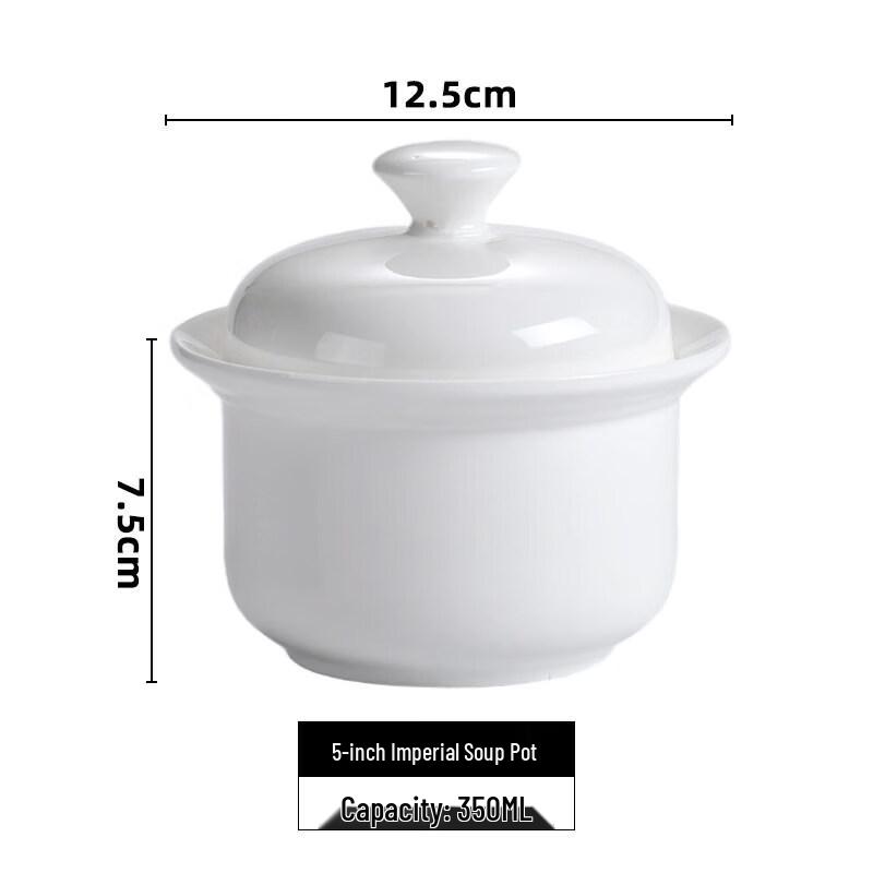 Chixing Pure White Ceramic Steaming Bowl with Lid