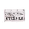 Solid Wood Retro Kitchen Sundries Storage Box with Compartments for Cutlery
