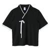 Korean Traditional Layered Collar Short Sleeve T-Shirt - Black / White