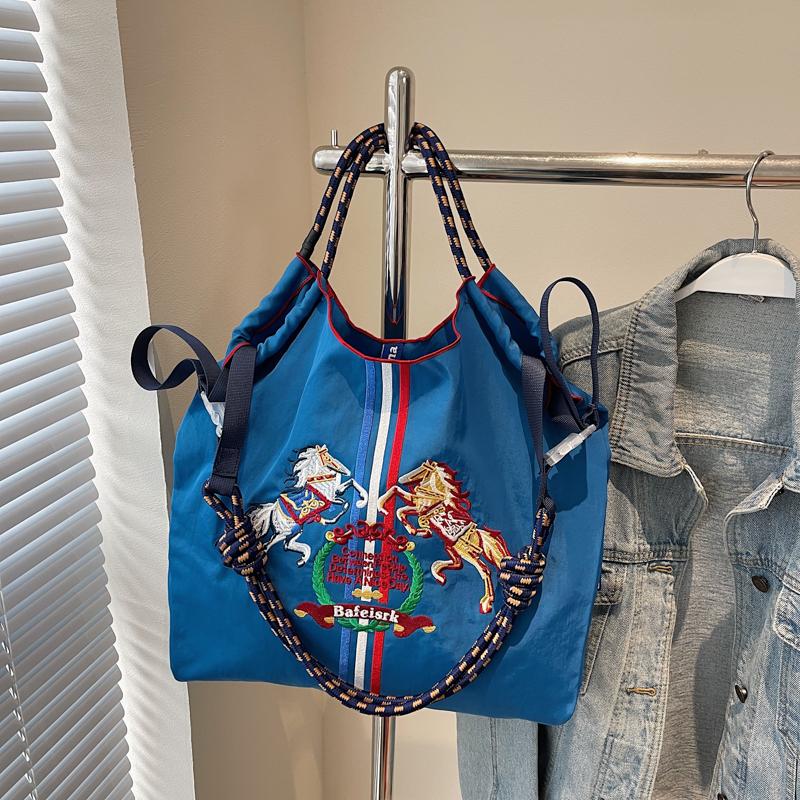 Fashionable Large Capacity Ma'am Canvas Bag  New Cloth Shoulder Tote Bags Drawstring Shopping Handbag Thin Style Canvas Bag