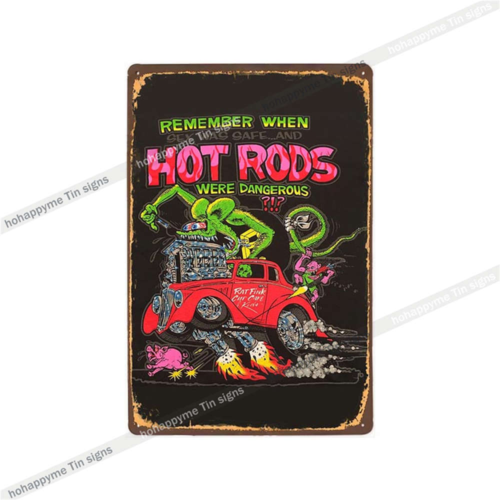 Decor Rat Fink Metal Vintage Sign Retro Decorative Plaque Garage Man Cave Bar Pub Club Tin Painting Home Living Poster 20x30c
