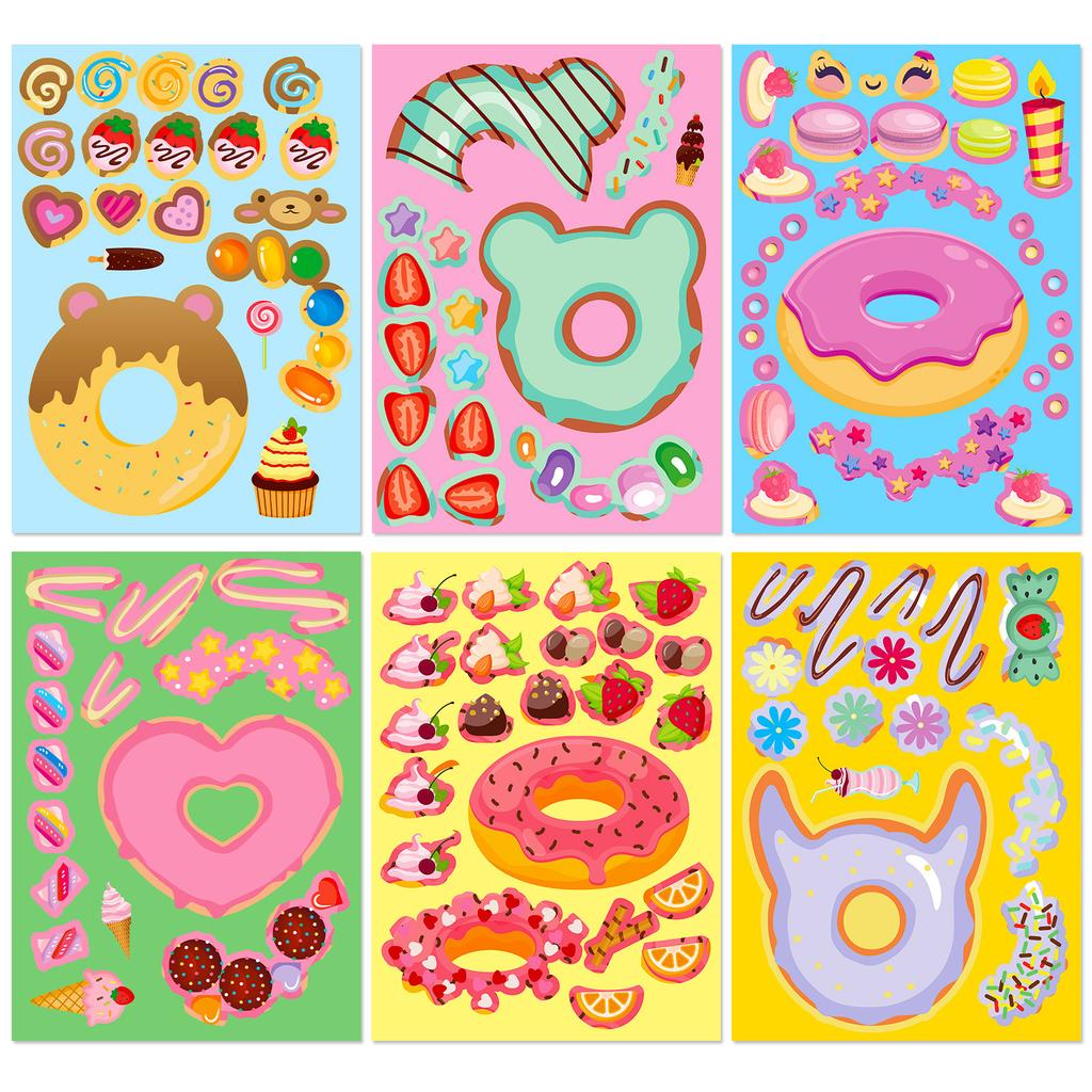 6 Pack Cake Ice Cream Puzzle Stickers Dessert Kids Fun Diy Cupcakes Stickers