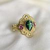 1Pc Fashionable Classic Inlaid Green Synthetic Zircon Ring