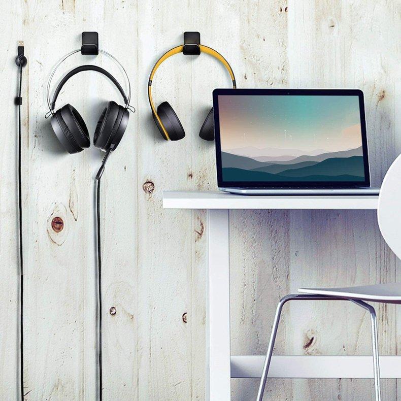 Buy XXWW 2pcs Headphone Controller Holder Headset Stand Wall Mount