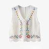 Floral Embroidery Women's Vest Hollow Crochet Sleeveless Ladies Knitted Sweater Stacking Woman Autumn Trendy Casual Tops