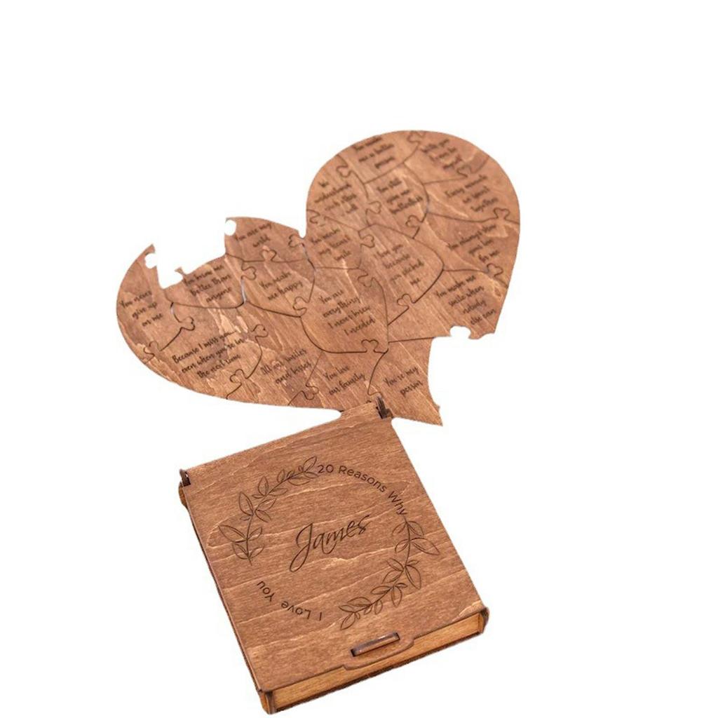 Wooden Heart Puzzle, 20 Reasons Why I Love You Puzzle, Unique Valentine's Day Gifts For Boyfriend, Girlfriend, Wife & Husband