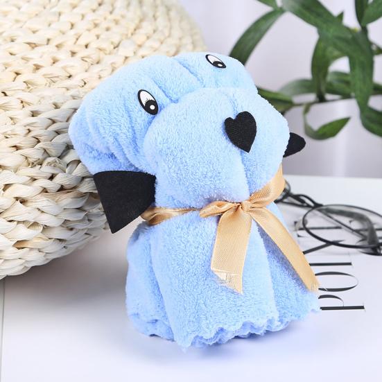 Hair Drying Towel Fluffy Reusable Puppy Shape Lovely Cartoon Coral Fleece Towel Wedding