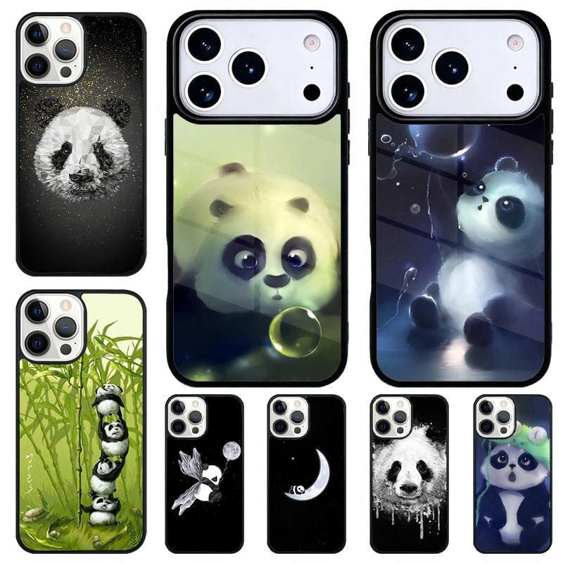Cute Cartoon Panda Phone Case for iPhone 17 Air 16 15 11 12 14 13 Pro Max Shockproof Cover