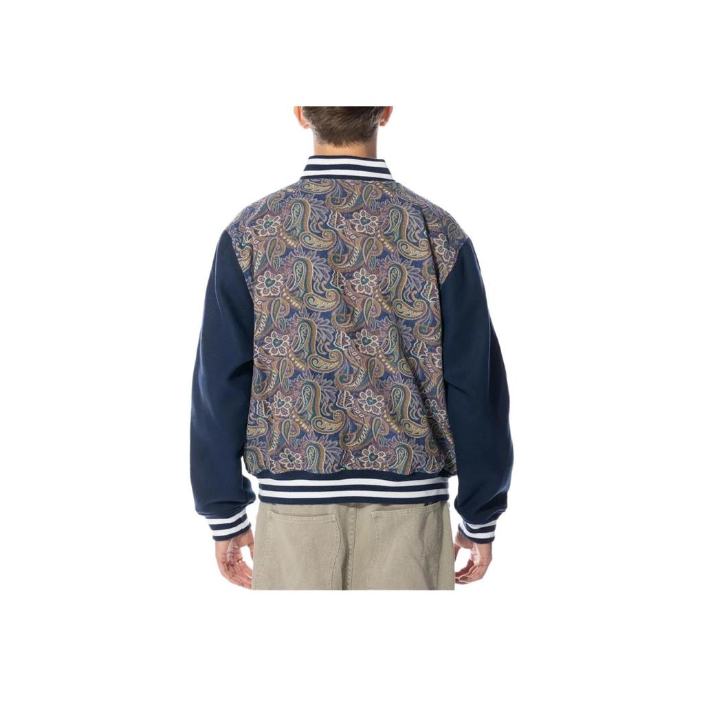 Vans All Over Print Letter And Number Long Sleeve Baseball Collar Single Breasted Jacket Men Jacket Blue VN0A7SRQ448
