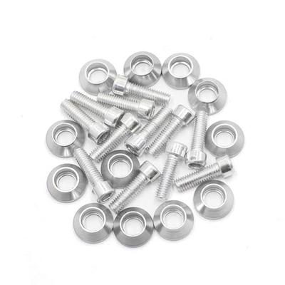 A ABSOPRO Motorcycle License Plate Frame Bolts 6mm Thread Screw Aluminum Alloy Silver Tone (Set of 12)