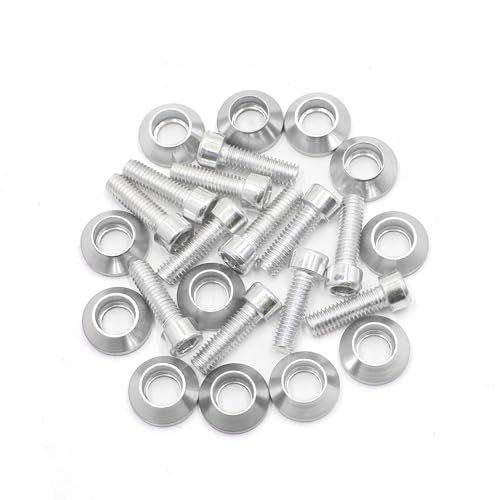 

A ABSOPRO Motorcycle License Plate Frame Bolts 6mm Thread Screw Aluminum Alloy Silver Tone (Set of 12)