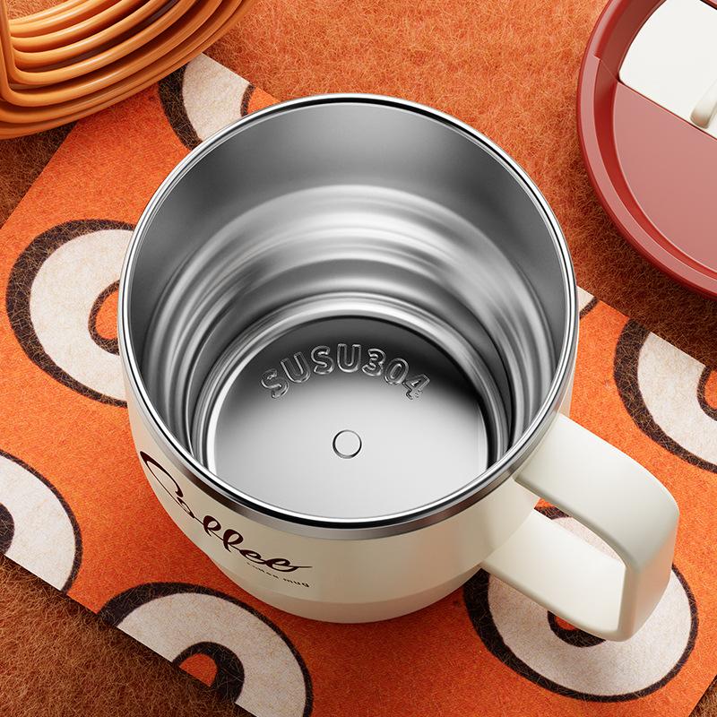 304 Stainless Steel Coffee Mug with Lid Double-Wall Travel Cup, Spill-Proof & Leakproof, Elegant Coffee Cup for Hot/Cold Drinks
