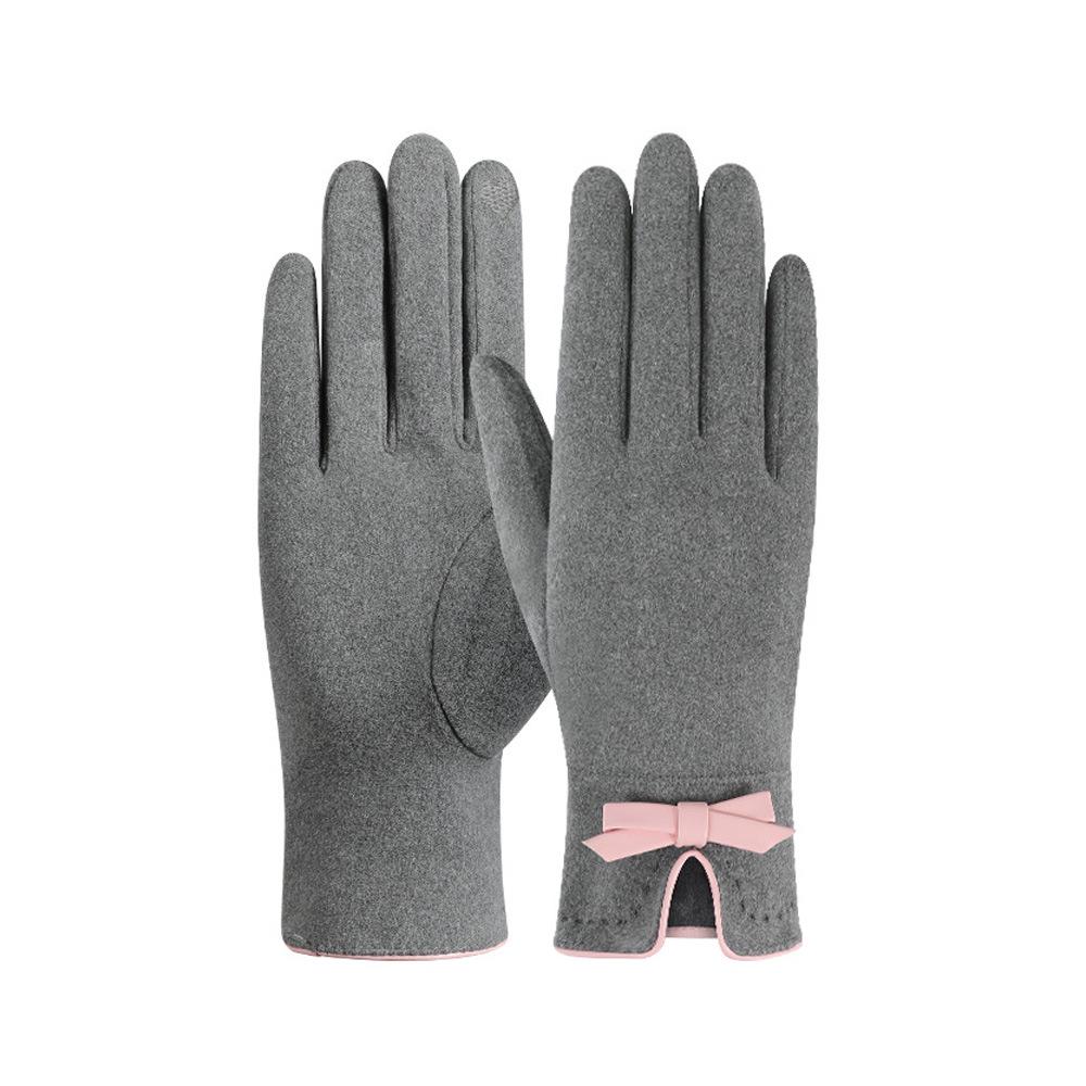 Women's Cute Warm Winter Touchscreen Velvet Bow Gloves DY28