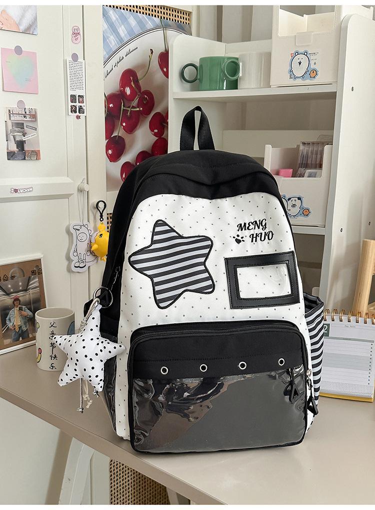 Schoolbag Sweet Wind Milk Blue Striped Stars Student Backpack Korean ins Vitality Age Reduction Travel Small Backpack