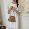 2026 New Summer Boho Handmade Macrame Woven Bag for Women Hollow Out Colorful Beaded Shoulder Bag for Beach Vacation Daily Use
