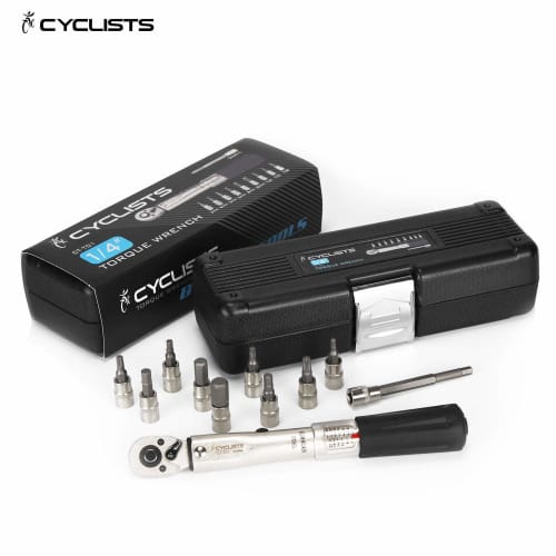 CYCLISTS Bicycle Torque Wrench Set, 6.35mm (1/4") Drive, 2-24Nm, 3/4/5/6/8/10mm, 5mm-L, T20, T25, T30 Sockets, Preset Type, Includes Dedicated Storage