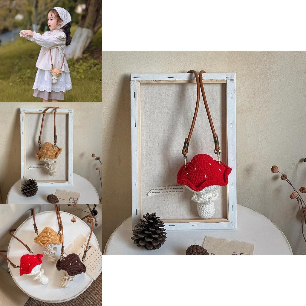 Charming Knitted Childrens Mushroom Bag Breathable And Fun Accessory For Kids
