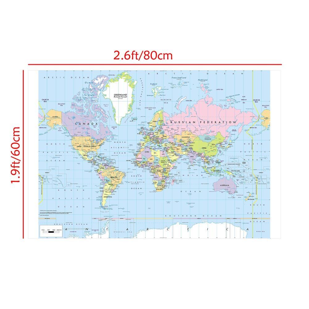 Die Politische Weltkarte mit Details Malerei Wandkunst Poster Heimdekor Kinder Schulbedarf Dekorative Hängebild