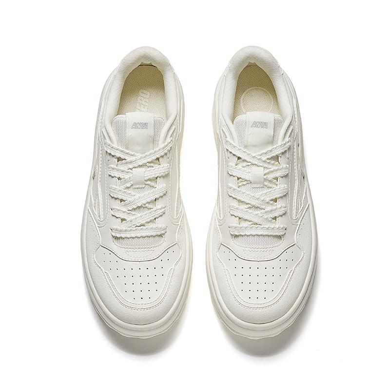 Anta Qingfeng 1 Simple Versatile Non-Slip Wear-Resistant Low-Top Skate Shoes Women sneaker Ivory-White 122538035-4