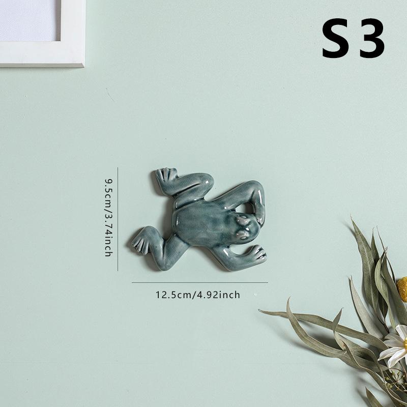 Nordic Style Ceramic Frog Wall Hanging Ornaments Living Room Background Display Crafts 3D Frog Wall Hanging Decoration