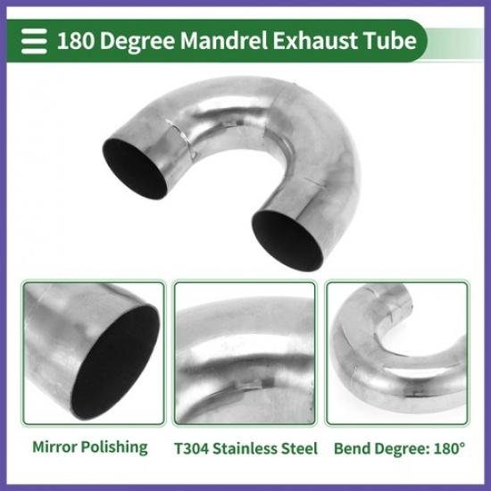 180 Degree Mandrel Exhaust Tube 25" OD 394" Leg Length Stainless Steel