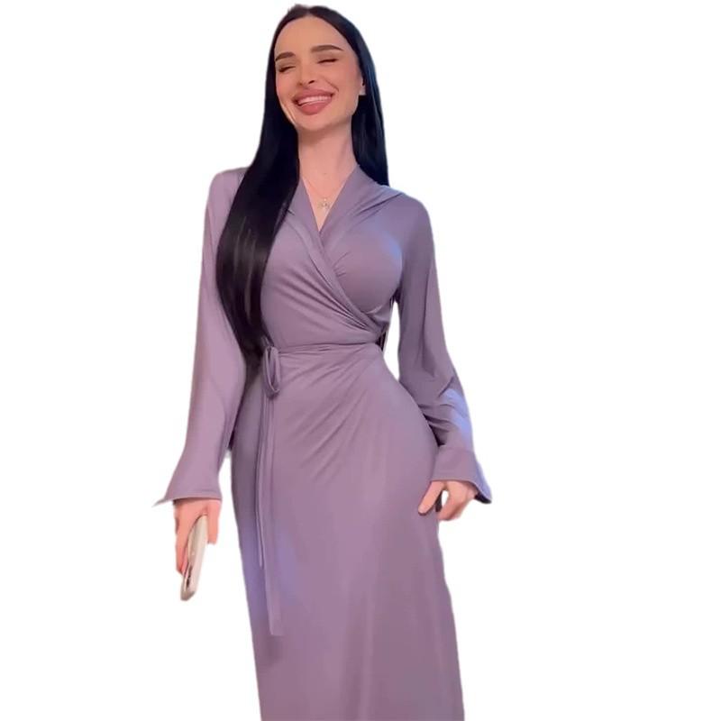 2024 Herbst Damen Pure Desire Stil Schnürkleid Schlankmachend Langarm