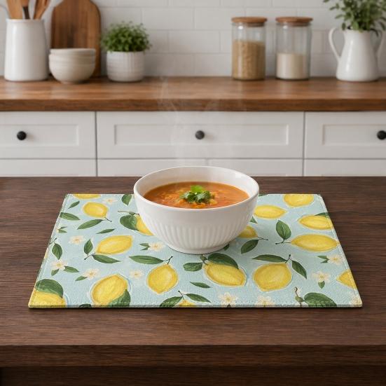 4 Pezzi Tovagliette Girasole in Lino, 18x12 Pollici Tovagliette Riutilizzabili per Tavola da Pranzo, Tappetini da Tavola Antiscivolo Isolanti dal Calore per Tavola da Pranzo di Casa, Festa Estiva