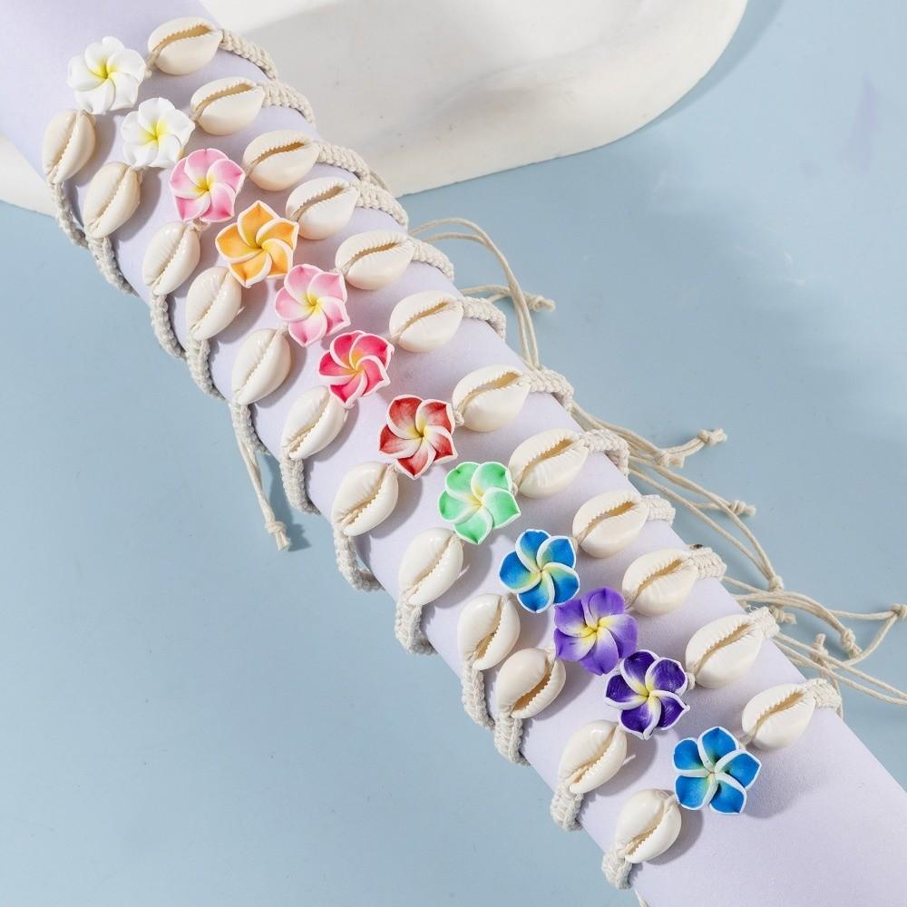 12Pcs/Set Bohemian Shell Flower Bracelet Set Adjustable Stackable Hand Chain Gifts