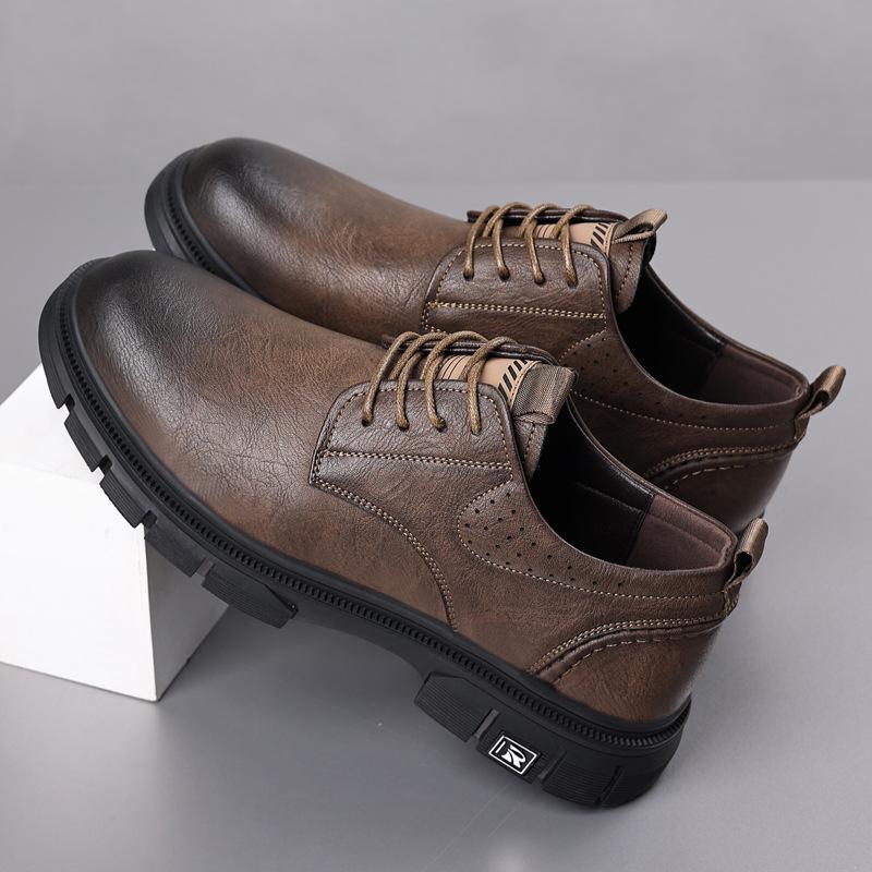 

Leather shoes men s inner height increase 8cm 2025 summer new business men s shoes leather through leather shoes 44 коричневый
