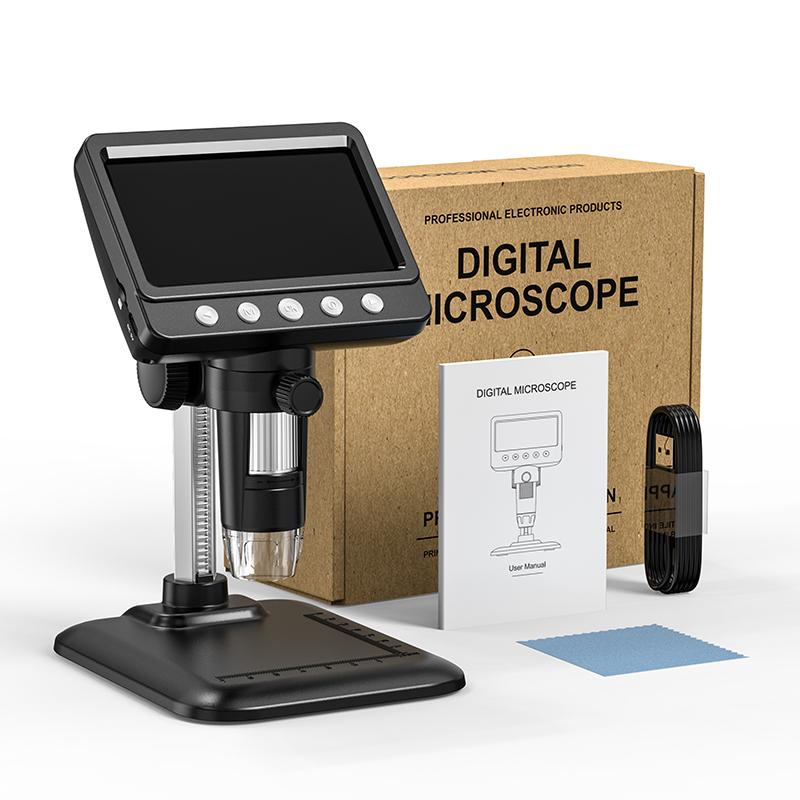 4.3'' Digital Microscope 1000X USB Microscope 1080p Repair Soldering Microscope with 8 LEDs Coin Magnifier Compatible PC Windows