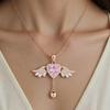 S925 Sterling Silver Angel Heart Wings Necklace - Elegant, Moveable Clavicle Pendant for Women