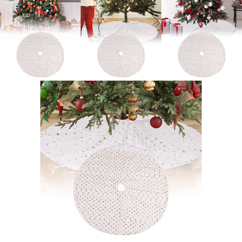 Elegant Shimmering Silver Sequin Christmas Tree Skirt 116cm For Festive Celebrations