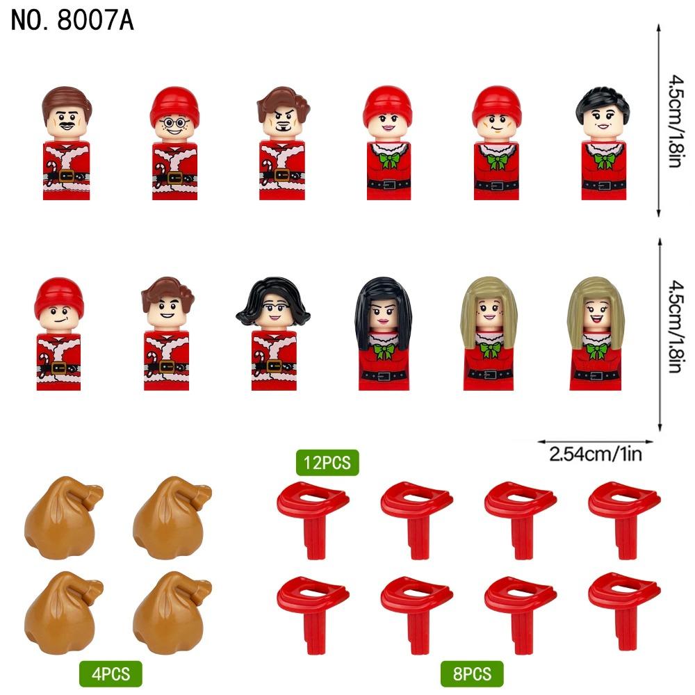 Winter City View Merry Christmas Decoration Flower Wreath Building Blocks House Home Santa Claus Figures Snow Window Bricks Toys