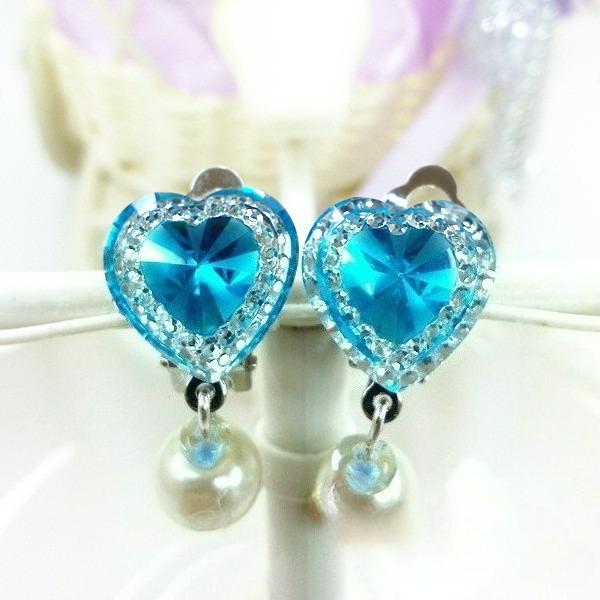 10 Colors Heart Shape Crystal Ear Clip Earrings for Children Kids Soft Cushion Invisible No Piercing
